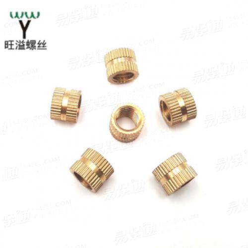 溫州廠家黃銅非标銅件注塑銅螺母銅預埋件滾花螺母M3M4M5M6M8M10