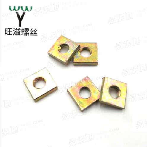 溫州碳鋼鍍鋅四方螺母塊正方形螺母螺帽碳鋼鍍彩鋅沖壓件方形螺母