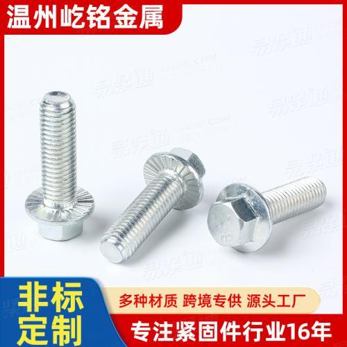 外六角法兰螺栓 法兰带齿防松螺丝 机械螺丝 汽车螺栓 非标定 制