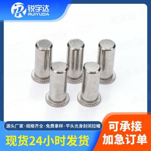 304不銹鋼平頭豎紋拉鉚螺母新能源汽車封閉拉帽平頭光身盲孔拉帽
