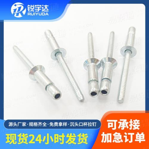 厂家批发口杯型拉丝铆钉 沉头内锁抽芯铆钉 铝铁内锁新能源拉钉