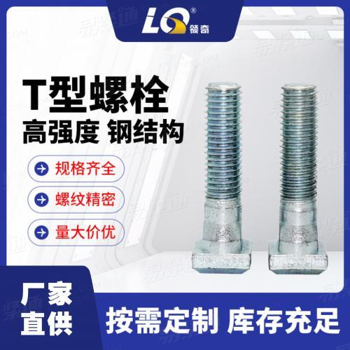 廠家直供T型螺栓高強度10.9級DIN787德标藍白鋅方頭鋼結構螺栓M12