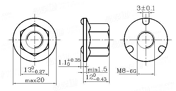 YJT  3016 六角法兰面焊接螺母