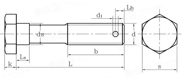 GB  24 - 1976 小六角头螺杆带孔导颈螺栓