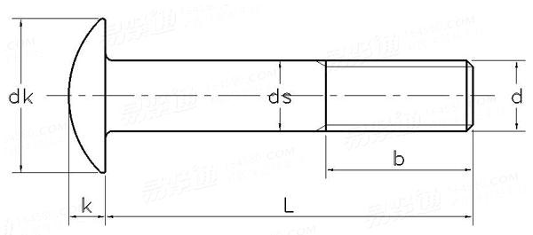 ASME/ANSI B 18.5 (T1) - 2008 英制圆头螺栓 [Table1]