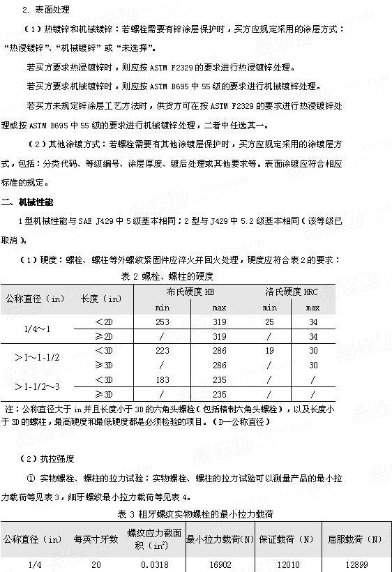 ASTM A 449 - 2010 中碳钢外螺纹紧固件机械性能