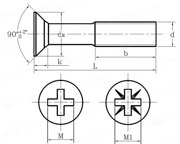 NF E 25-119-1 - 1994 4.8級十字槽沉頭螺釘