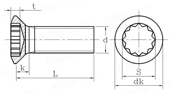 DIN  34823 - 2005 12孔座凸頭螺釘