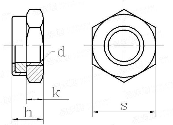 UNI  7474 - 1975 非金屬嵌件六角鎖緊薄螺母
