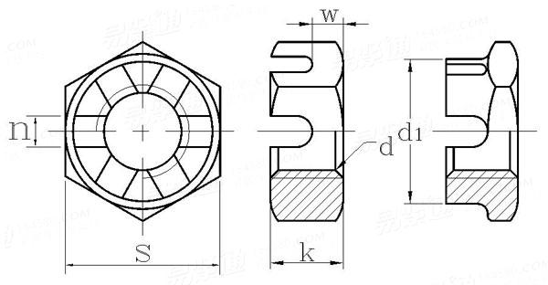 GOST  5919 - 1973 皇冠六角开槽薄螺母