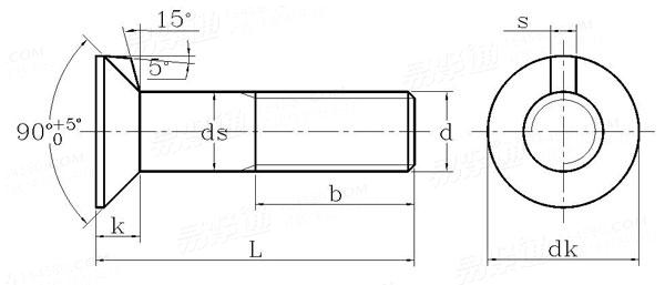 UNI  6105 - 1967 C级沉头带榫螺栓