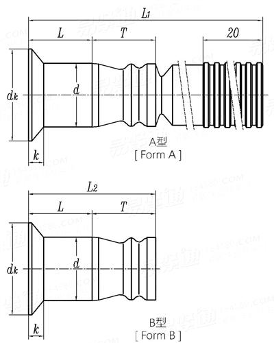 GJB  381.4 - 1987 100°沉頭抗剪型環槽鉚釘