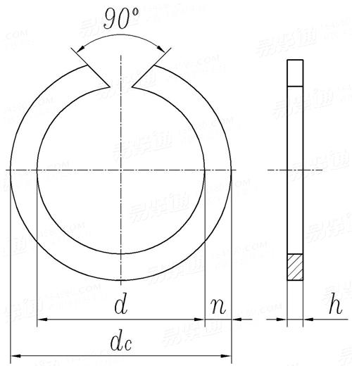 JIS B 2804 (CC-IN) - 2001 C型, 孔用同心挡圈