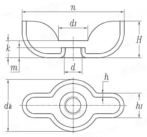 JIS B 1185 (Type 3) - 2010 沖壓式蝶形螺母