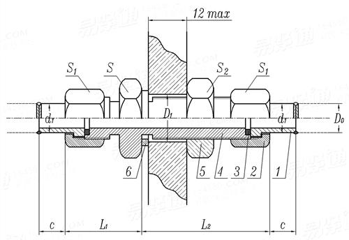 JB  974 - 1977 焊接式隔壁直通管接頭