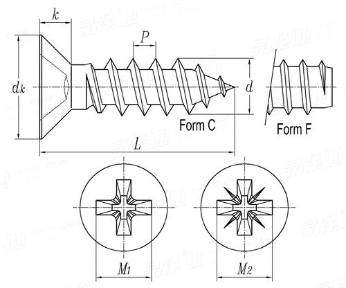 KS B 1032 - 2001 十字槽沉头自攻螺钉