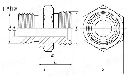 GB /T 3733 (F) - 2008 帶F型柱端的卡套式端直通管接頭