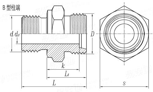 GB /T 3733 (B) - 2008 帶B型柱端的卡套式端直通管接頭