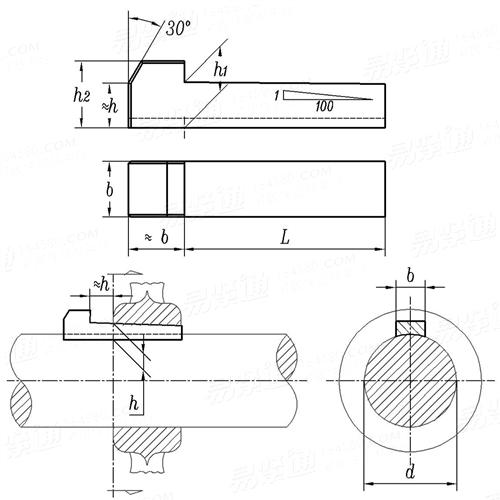 DIN  6884 - 1956 钩头薄型楔键