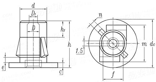 QC /T 615 - 1999 B型通孔式嵌裝塑料螺母