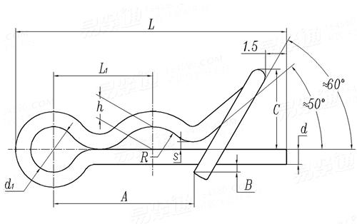 JIS B 1360 (SPA2) - 2006 R型銷, 彈簧銷 - SPA2型