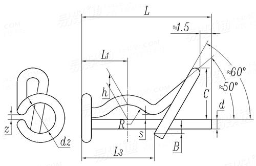 JIS B 1360 (SPA3) - 2006 R型銷, 彈簧銷 - SPA3型