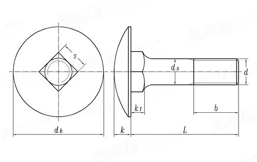 GB  14 - 1976 大半圆头方颈螺栓