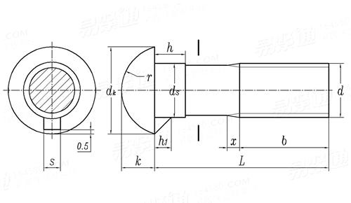 GB /T 13 - 1988 半圆头带榫螺栓