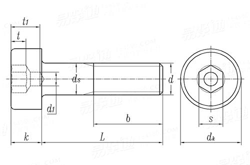 DIN  6912 - 2002 内六角圓柱頭帶導向孔螺釘