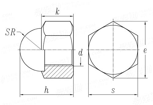 NF E 27-453 - 1966 六角盖形螺母