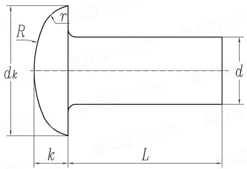 BS  4620 (T3) - 1970 米制冷鍛扁圓頭實心鉚釘 [Table 3]