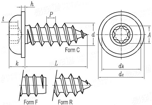 DIN  34819 - 2008 梅花槽圓頭凸緣（華司）自攻釘