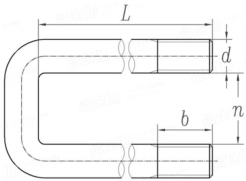 ASME B 18.31.5 (US) - 2011 U型螺栓, 方角 (F468, F593, F1554, A307, A193/A193M, A320/A320M, SAE J429)