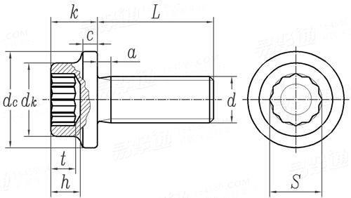 DIN  34822 - 2005 帶法蘭的12孔座凸頭螺釘