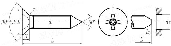 GB  846 - 1976 十字槽沉頭自攻螺釘