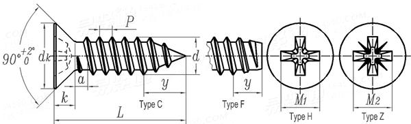 GB /T 846 - 1985 十字槽沉头自攻钉