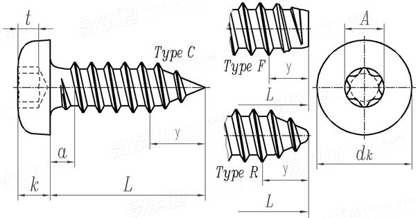 GB /T 2670.1 - 2004 內(nèi)六角花形盤頭自攻螺釘
