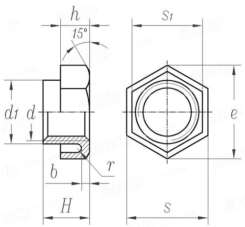 GB /T 925 - 1988 轻型六角自锁螺母