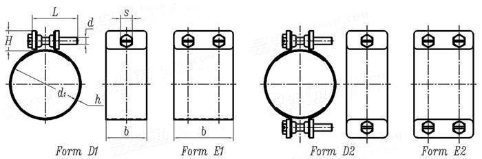 DIN  3017-5 - 2002 喉箍軟管夾件 第5部分 帶夾緊凸緣的寬帶軟管夾件 D型 / E型