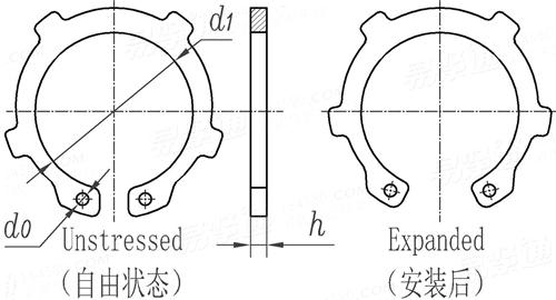 DIN  983 (D2100/AK/DST) - 1981 带齿轴用挡圈