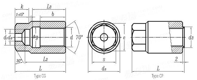 GB /T 13807.3 (CG/CP) - 2008 腰状杆螺柱连接副 螺母 CG和CP型