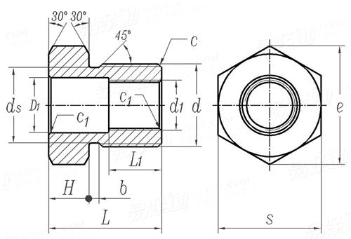 JB /T 1308.8 - 2011 PN 250MP 内外牙螺母