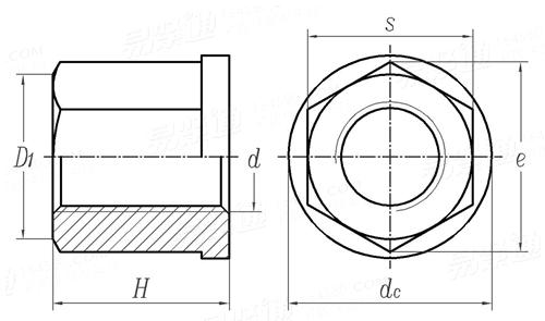 JB /T 8004.1 - 1999 带肩六角螺母
