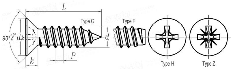 AS /NZS 4407 - 1996 米制十字槽沉头自攻螺钉
