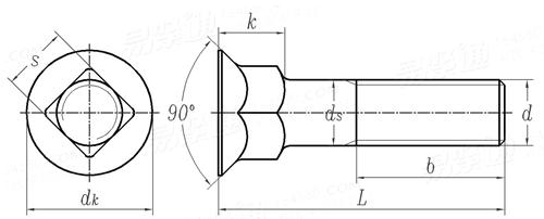 BS  4933 - 1973 米制90°沉头方颈螺栓