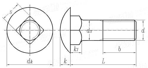 BS  4933 - 1973 米制大半圓頭馬車螺栓