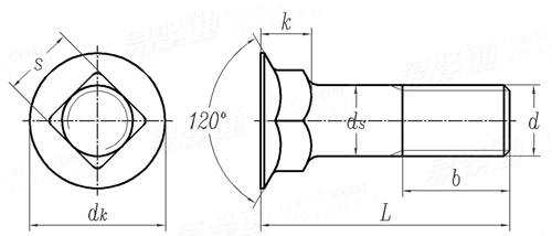 BS  4933 - 1973 米制120°沉头方颈螺栓