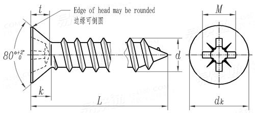 BS  4174 - 1972 米字槽80°沉頭自攻釘  [Table 9]