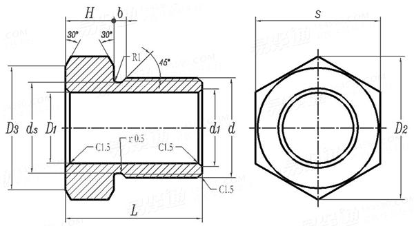 JB /T 1308.10 (2) - 2011 PN 250 MPa 外螺母 - DN6 、DN10 、DN15