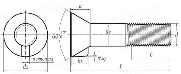 ASME B 18.9 - 2012 7号沉头带榫螺栓 [Table 2] (A307, F468, F593, SAE J 429)